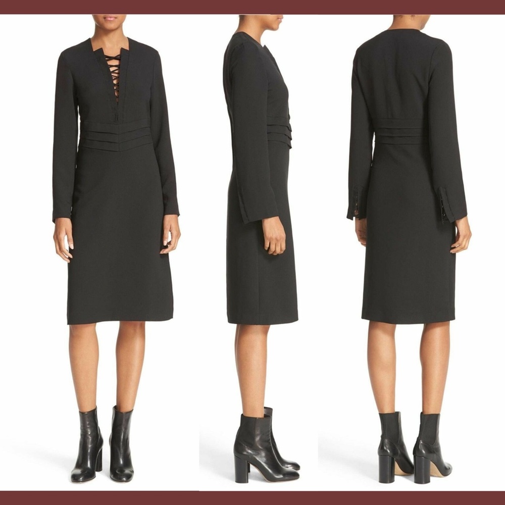 New! $445 Iro Black Crepe Lace Up Front Dress [Sz 38 ]